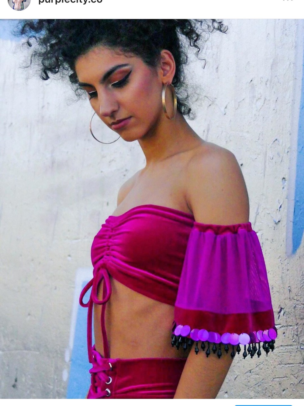 SAMPLE SALE Festival Off-Shoulder Velvet Bandeau Top in Fuchsia
